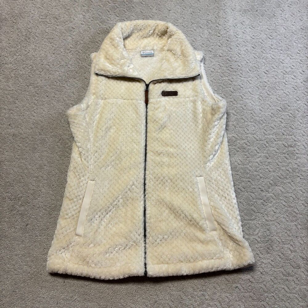Columbia Women’s Medium Ivory Plush Fleece Full Zip Vest Cream